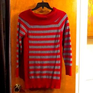 Red and grey striped sweater